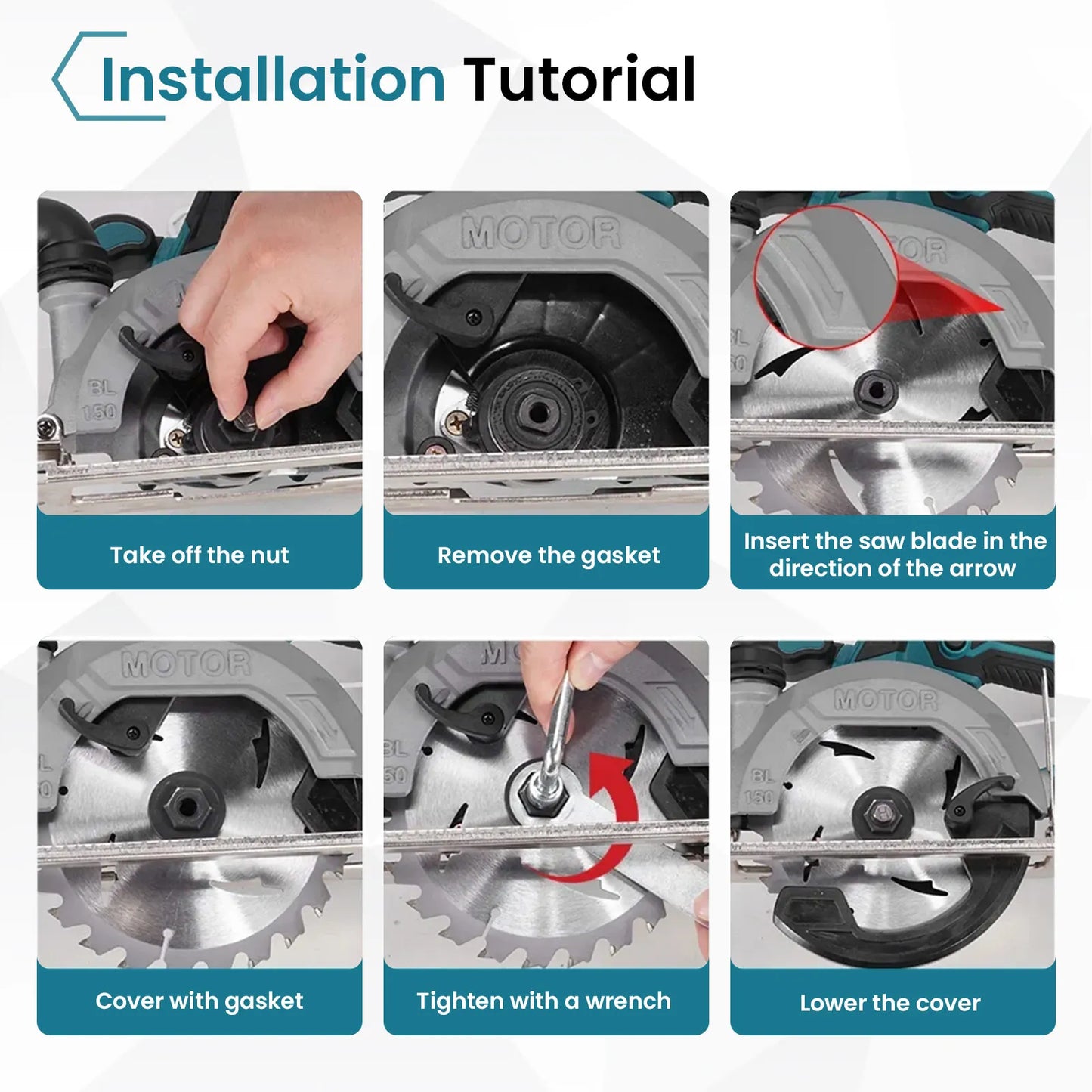 150MM 6 Inch Brushless Circular Saw Compact Electric Saw Wood Metal Ceramic Tiles Cutter Power Tool For Makita Battery