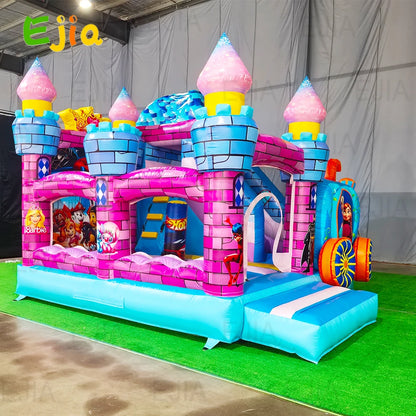 Commerical Colorful Princess Girls Theme  Inflatable Bounce House Trampoline Combo Jumping Castle Combo Slide House For Party
