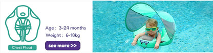 Mambobaby Animal Float Non-Inflatable Safe Solid Core Baby Swimming Buoy Water Trainer Infant Pool Floator Swim Ring with Canopy
