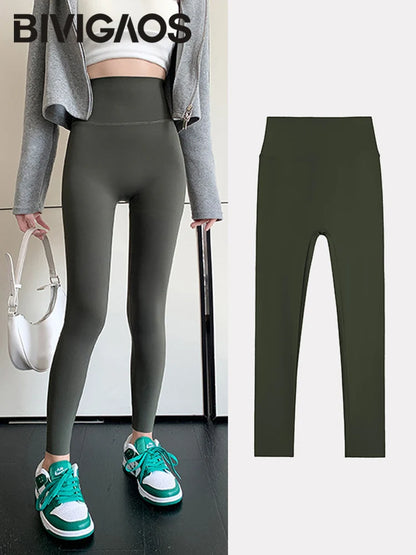 BIVIGAOS Summer Seamless Skin Feel Ultrathin Shark Leggings Women High Waist Tight Leggings Multicolor Sport Fitness Leggings