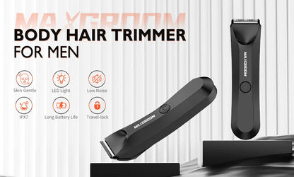 MAXGROOM Shaver for Men Ball Trimmer for Groin Pubic Grooming Body Hair Trimmer Replaceable Ceramic Blade Heads Electric Razor