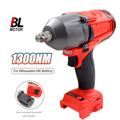 Fit For Milwaukee Battery 1300NM Large Torque Cordless Wrench Brushless Electric Impact Wrench Repair Power Tools Car Truck
