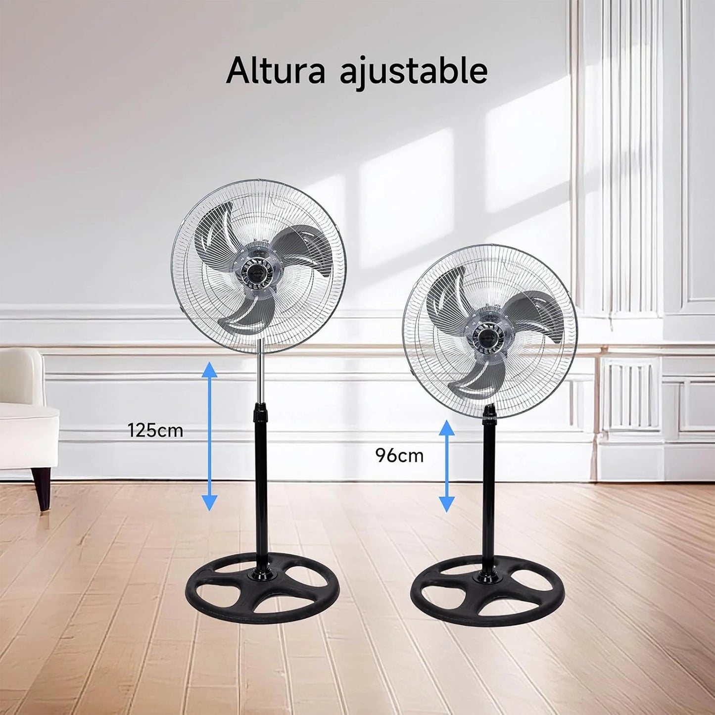 80W Silent Standing Fan with 3 Speeds and Oscillating Function, Diameter 45cm, Temperature Range 5 to 42 Degrees, Ce and Rohs Certified, Powerful and Efficient