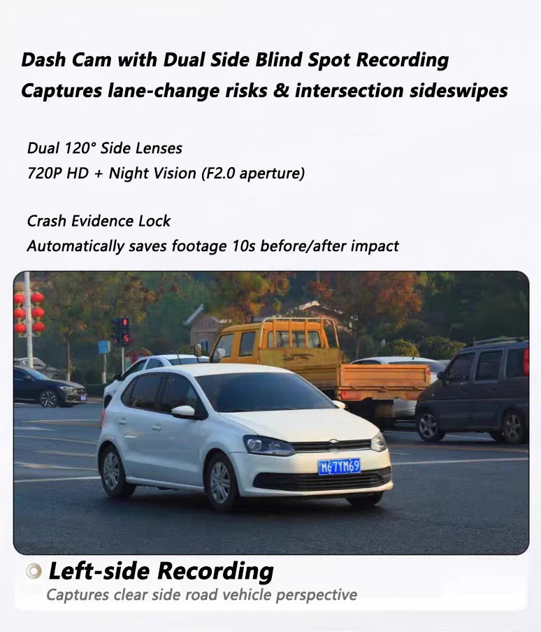 Dashcam 4 Channels WiFi Car DVR Dashboard Cameras for Car Way Back Box Parking Mode 24H Front and Rear Interior 360 Dash Cam