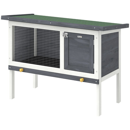 Rabbit Cage, Elevated Wooden Pet Cage for Small Animals, Outdoor Bunny Hutch with Removable Tray, Openable Top & Lockable Door Pet Cage for Small Animals