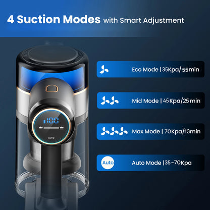 Inse S9X cordless vacuum cleaner, 70KPa, 1 L dust cup, light display battery, for animal hair, Carpet