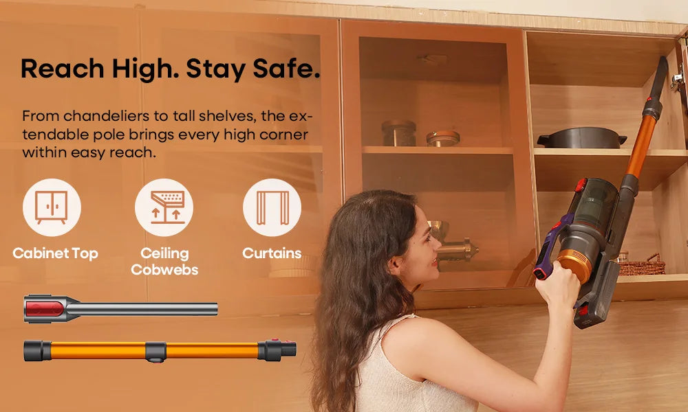 Erabros EV7 Cordless Vacuum Cleaner,70KPa Suction,550W Motor,70Min Runtime,Charging Storage Base,Stick Vacuum with Aroma Design