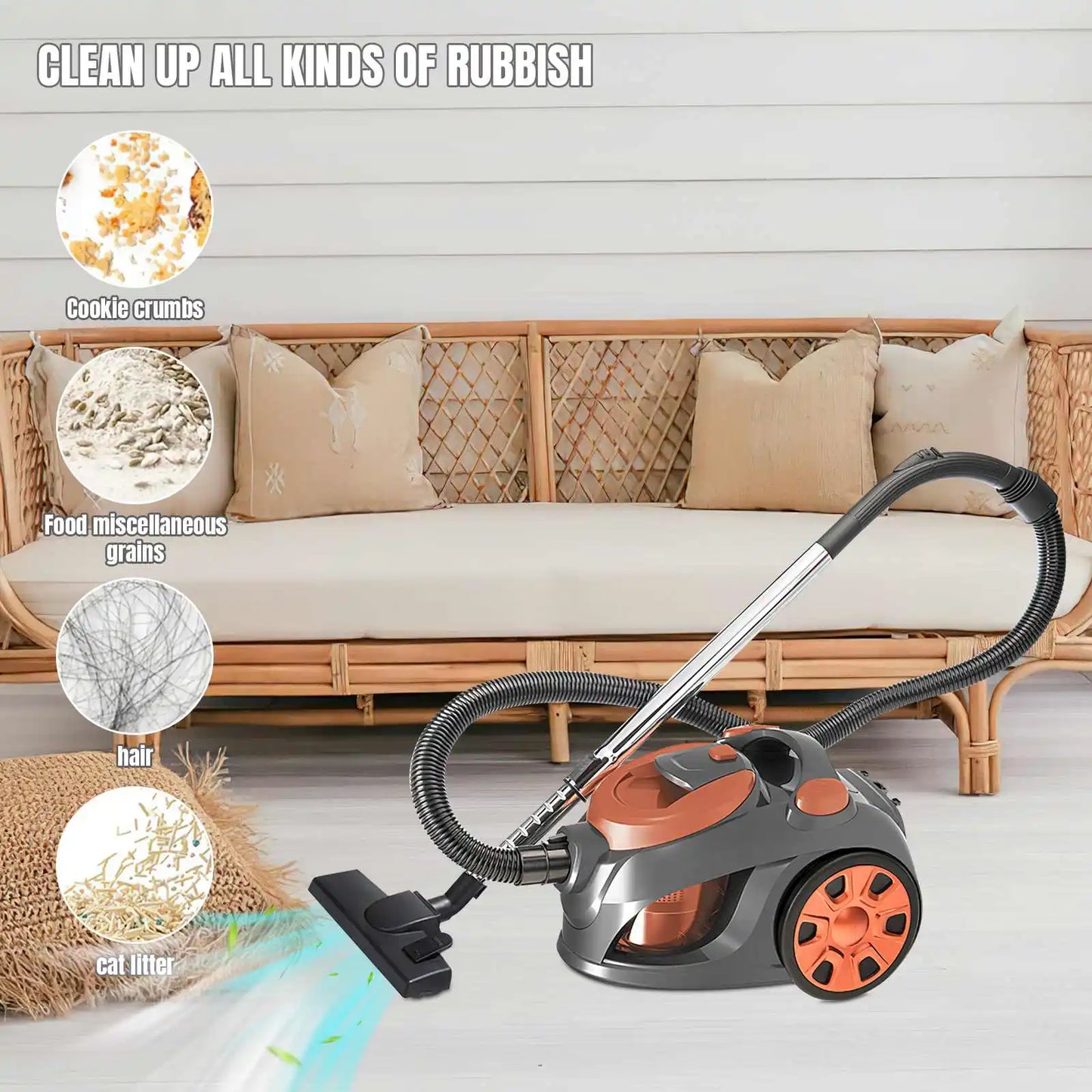 3300W Portable Vacuum Cleaner Powerful Household Multi-functional Dust Removal Mite Vacuum Cleaner for Floors Tile Carpets Hair