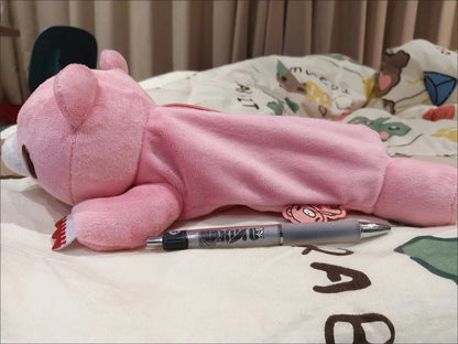 Y2K Bloody Bear Knitted Pencil Case Pink Bear Crochet Makeup Bag Gothic Aesthetic Stationery Pouch Harajuku School Supplies