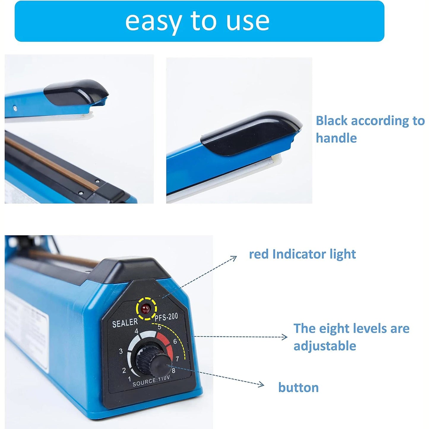 Impulse Bag Sealer Electric Food Heat Sealing Machine for 11 inch Plastic Bags Portable Household Kitchen Packaging Machine