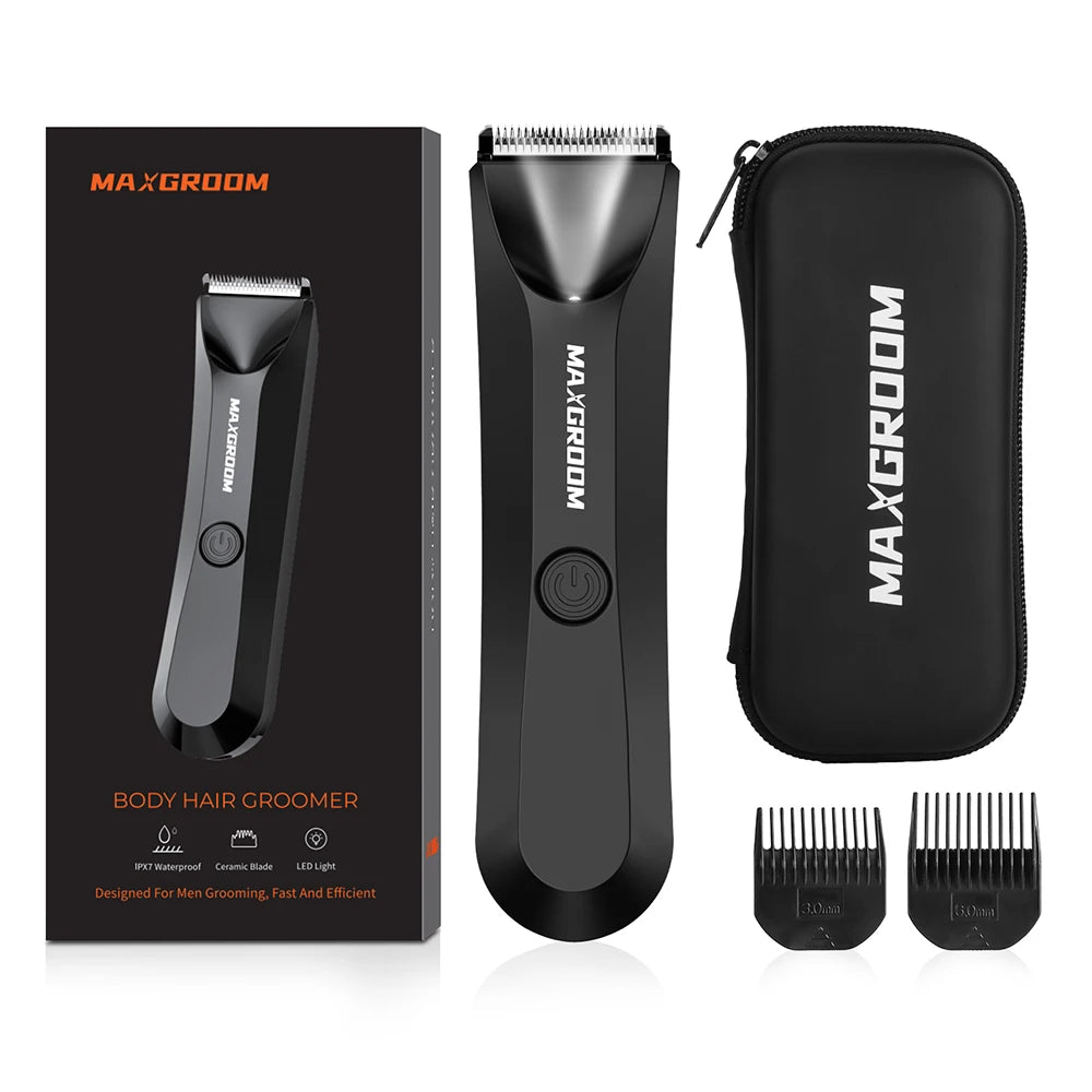 MAXGROOM Shaver for Men Ball Trimmer for Groin Pubic Grooming Body Hair Trimmer Replaceable Ceramic Blade Heads Electric Razor