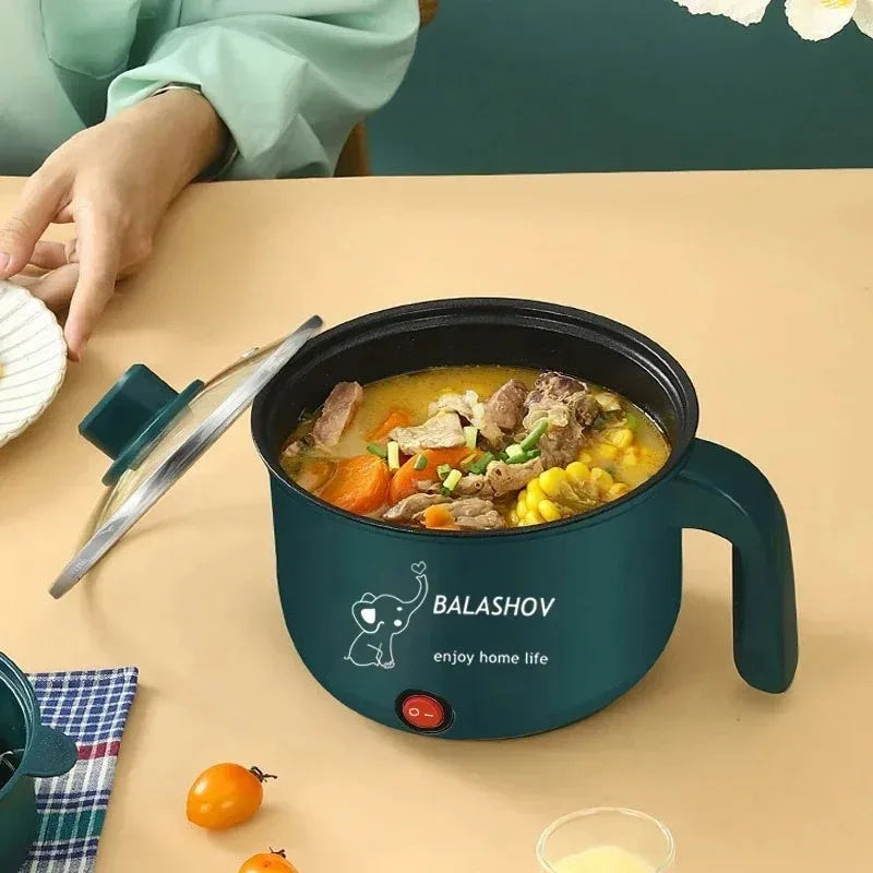 220V Mini Electric Cooker Multi-functional Cooking Pot Non-stick Frying Pan Ramen Dormitory Small Electric Hot Pot Cute Cartoon