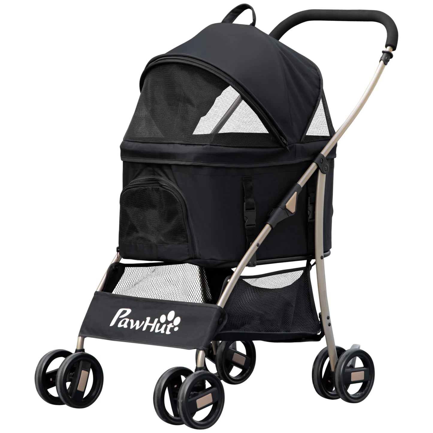 2 in 1 Pet Stroller Detachable Dog Carrier Cart Dog Buggy Small Pet Pushchair, 2-in-1 Hundewagen und Transportkorb klappbar mit abnehmbarem Haustiertasche, Detachable Travel Carrier Bag Full Breathable Mesh Windows Large Bott