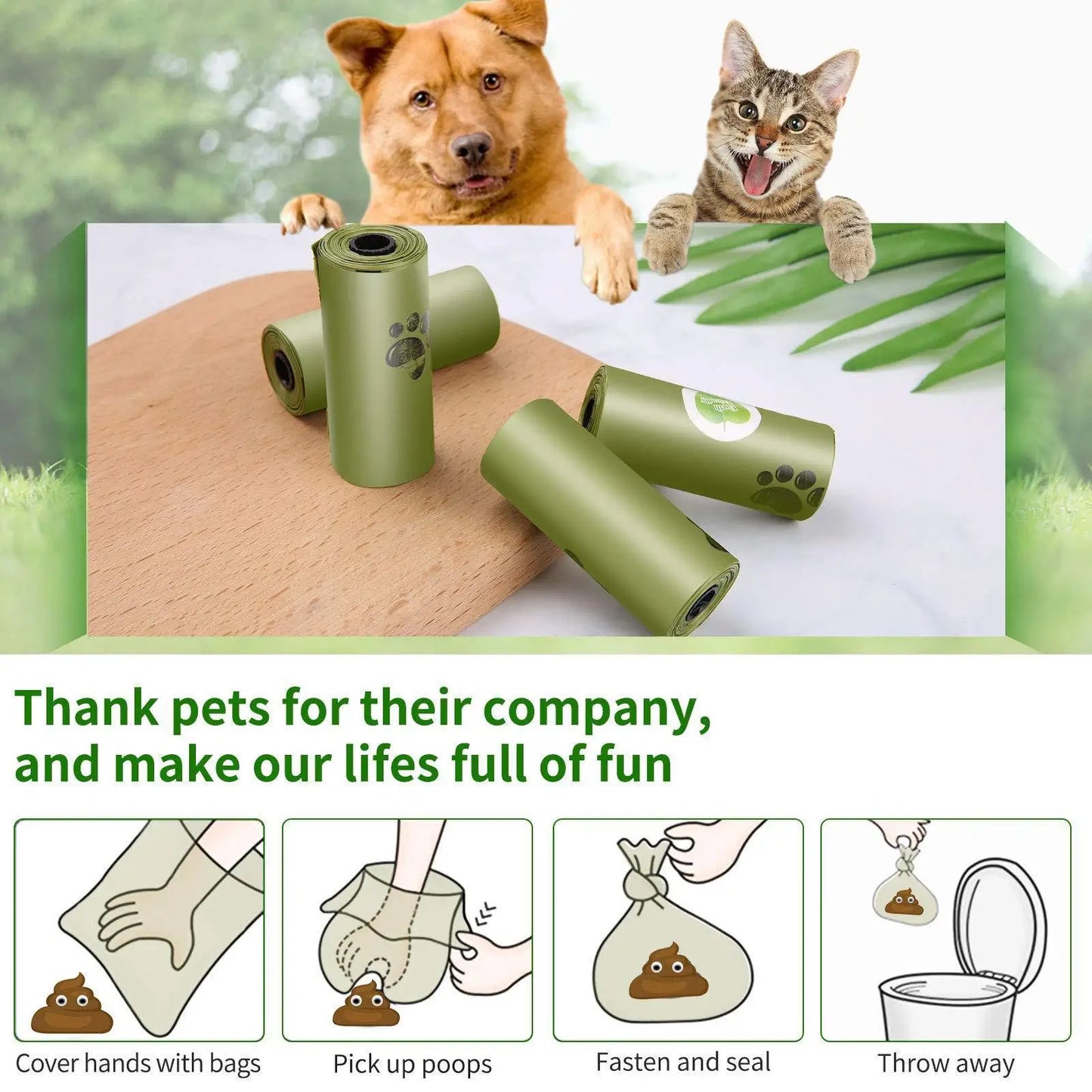 40 Pcs Pet Waste Bags Set, Thicke Ned Disposable Poop Bags for Dogs Cats, Leak-Proof Odor-Control Cleanup Bags for Walking Travel, Practical Gift for Pet Owners Dog Lovers