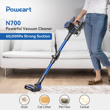 60KPa, 50min, 1L wireless vacuum cleaner for animal hair, Carpet, hard floors, N700