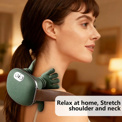 USB Rechargeable Neck & Shoulder Massager 2000mAh Battery 3 Massage Modes 2 Heating Levels 40°C/45°C Hot Compress 4D Kneading Ergonomic Wireless Massage Device for Home Office Travel