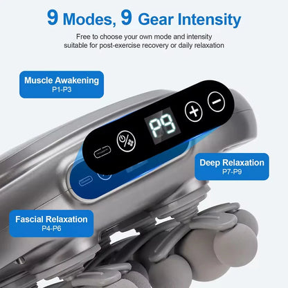 Massage Gun with 22 Massage Heads 9 Speed Modes Deep Tissue Percussion Massager High Frequency Muscle Massage Gun for Neck Shoulders Back Waist Legs Full Body Muscle Relaxation Fitness Recovery Pain Relief Quiet Portable Elec