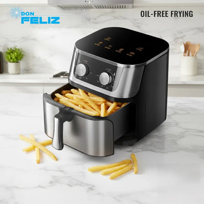 8L Air Fryer, Stainless Steel, 1400W, Oil Fryer, Healthy Cooking, Mechanical Control, 360 °   Heating, 60 Min Timer