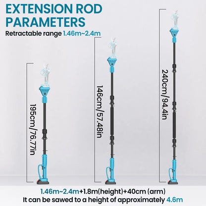 2M Plug In Type Extension Rod For Electric Pruning Shear & Chainsaw 180 ° Adjust High Branch Telescoping Rod For Makita 18V Batter