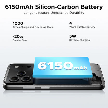 Global Version DOOGEE Note 56 Smartphone Android 16 6150mAh Battery 6.56'' Display 24GB RAM + 64GB ROM 8MP Camera Mobile Phone
