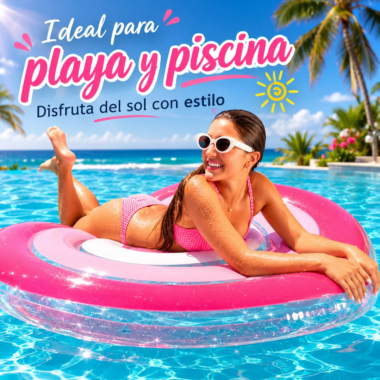 Pink Heart-Shaped Inflatable Float, 155X135Cm, Romantic Design, Resistant and Comfortable, for Pool and Beach