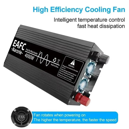 EAFC Pure Sine Wave Inverter 4000W/3000W/2000W DC 12V To AC 220V Voltage Transfer Converter Universal EU Socket Auto Accessories