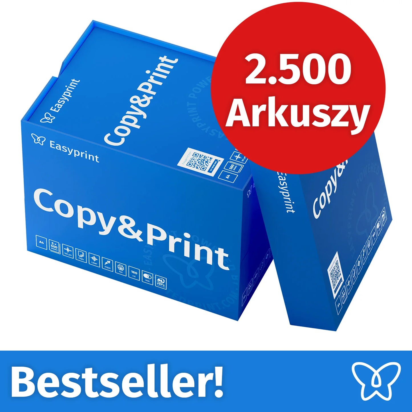 Easyprint A4 Copy Paper 2500 Sheets – 80gsm Bright White Printer Paper