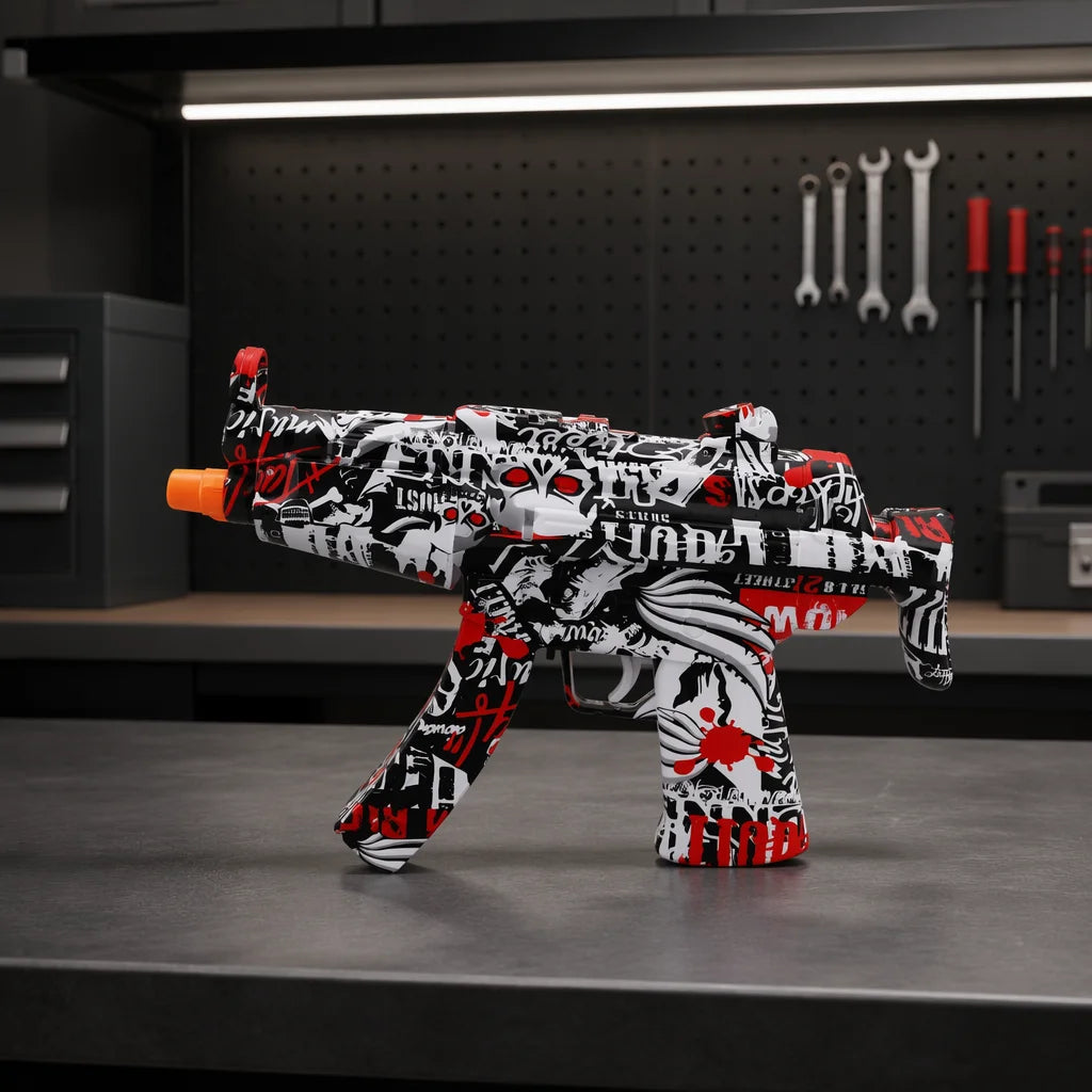 Electric Toy Launcher with Graffiti Design - Action Gun with Light and Sound Effects for Kids, Model Yf-1718, Adventure Gift
