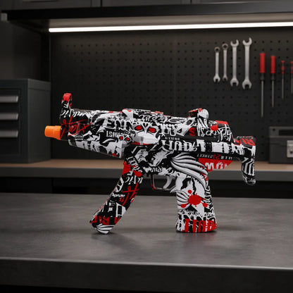 Electric Toy Launcher with Graffiti Design - Action Gun with Light and Sound Effects for Kids, Model Yf-1718, Adventure Gift