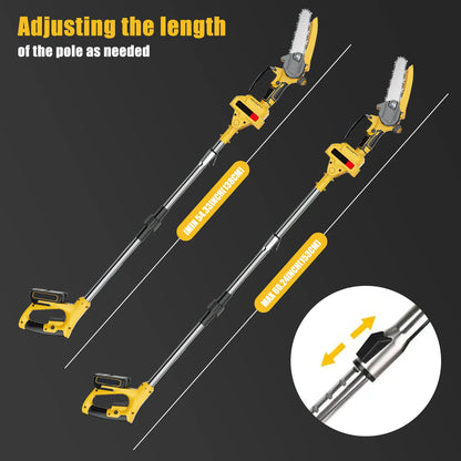 6-inch Cordless Electric Saw Telescopic Pole Electric Saw Pole Saw Gardening Trimming Power Tool Compatible with 21V Batteries