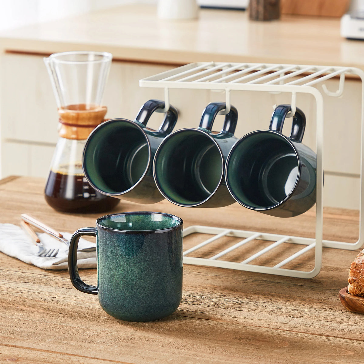 vancasso 4/8 pcs Stoneware Coffee Cups 12Oz 16Oz Starry Coffee Mugs Reflect Glaze Green and Blue with Handle for Tea/Coffee/Coco