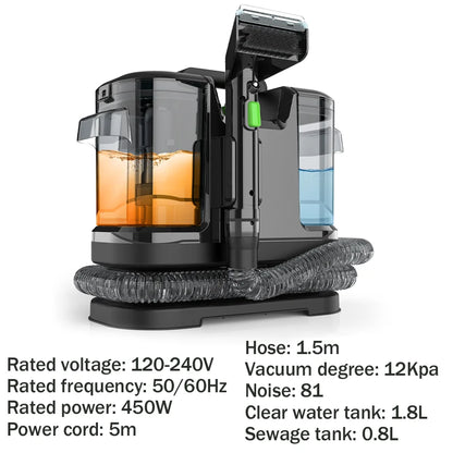 Spot Cleaner Handheld Carpet Cleaner for Sofa Curtain Pet Hair Spray Suction Integrated Machine Clean Machine