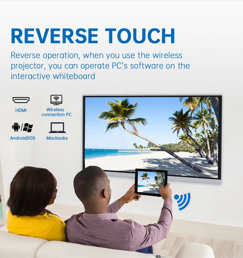 65 75 86 Inch Smart Tv for Classroom and Conference, Digital Electronic Whiteboard 4K HD Touch Screen Interactive Board On Wheel