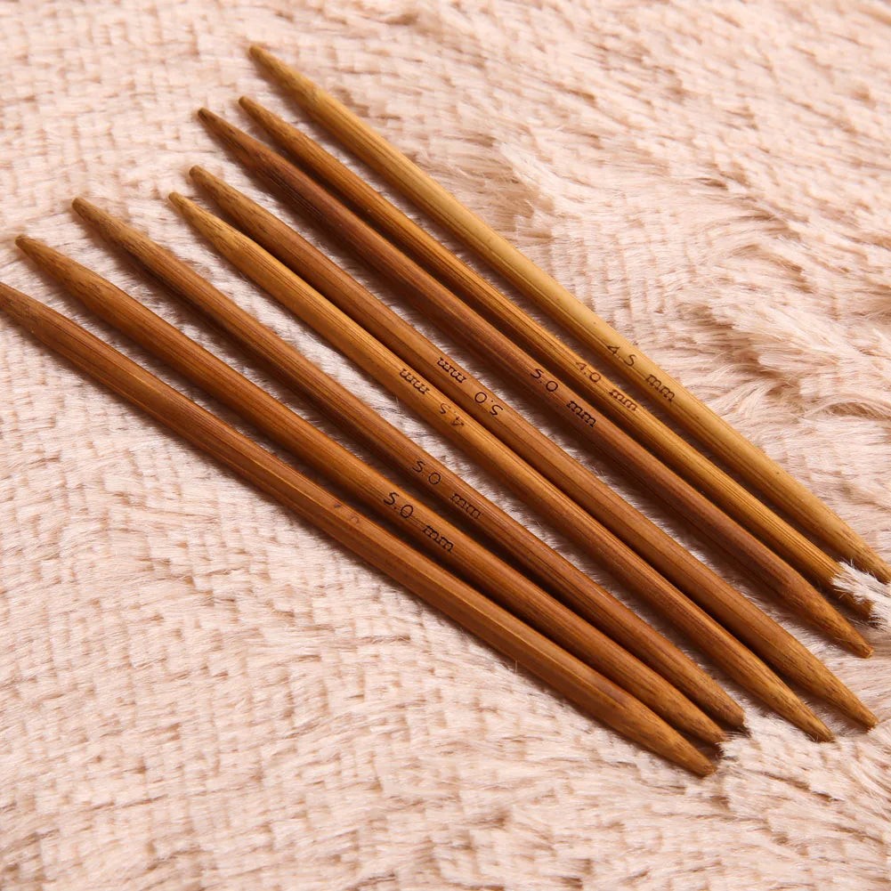 55/110pcs 11Sizes 13cm Bamboo Knitting Needles Crochet Hooks Double Pointed Carbonized Bamboo Needles Sweater Weave Craft