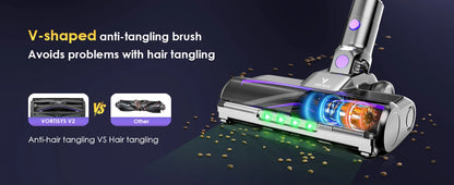 Cordless Vacuum Cleaner 70KPA/500W, Stick Vacuum Cleaner with LED Display, Anti-Tangle Brush, 1.3L Dust Cup, 3-Mode Suction, 5-Layer Filtration, for Pet Hair/Carpets/Hard Floors/Car