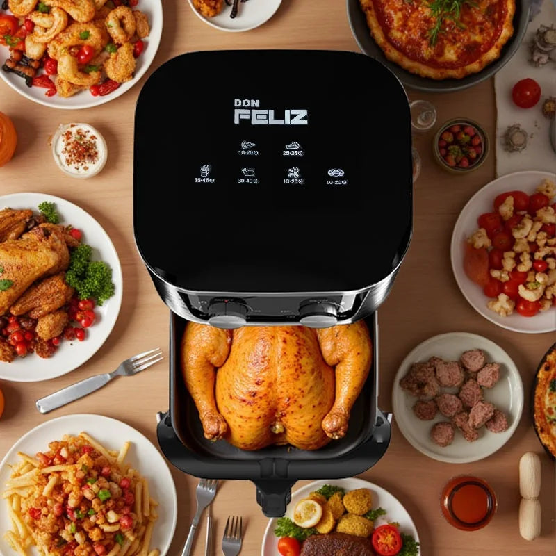 8L Air Fryer, Stainless Steel, 1400W, Oil Fryer, Healthy Cooking, Mechanical Control, 360 °   Heating, 60 Min Timer