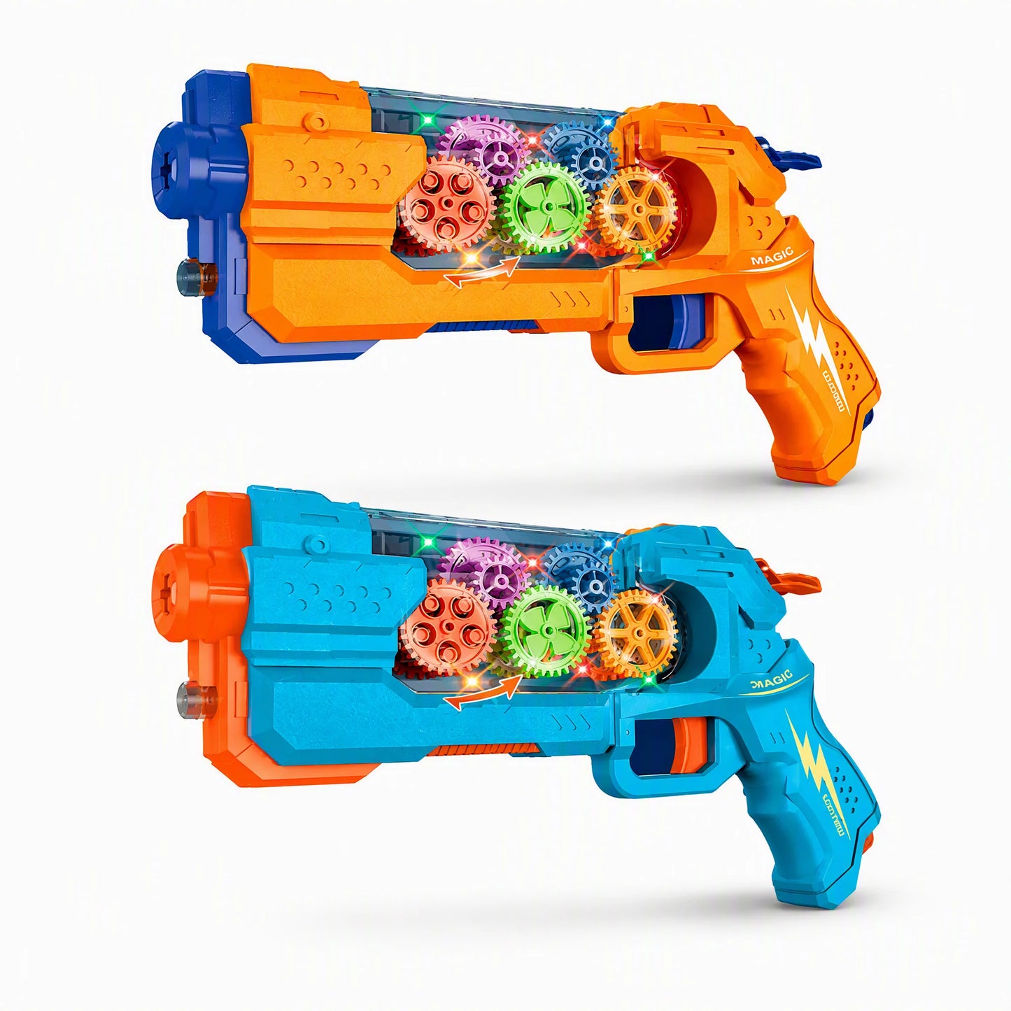 Electric Toy Gun with Spray Effect and LED Lights - Save by Buying More, Automatic Launcher with Gears for Kids, Summer