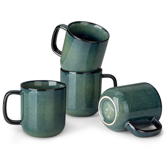 vancasso 4/8 pcs Stoneware Coffee Cups 12Oz 16Oz Starry Coffee Mugs Reflect Glaze Green and Blue with Handle for Tea/Coffee/Coco