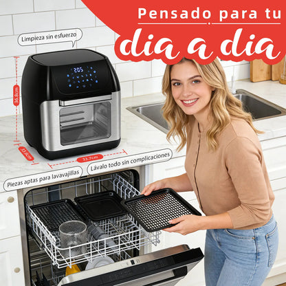 12L Air Fryer, Multifunction Air Oven, 6 Accessories, Dishwasher Safe, Led Touch Screen, Bpa Free, 1500W