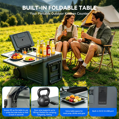 Foursun 21L/25L/35L/45L/55L Portable Compressor Car Fridge Freezer with Bluetooth App Control, for Camping, Travel, Home, DC 12V/24V & AC 100-240V