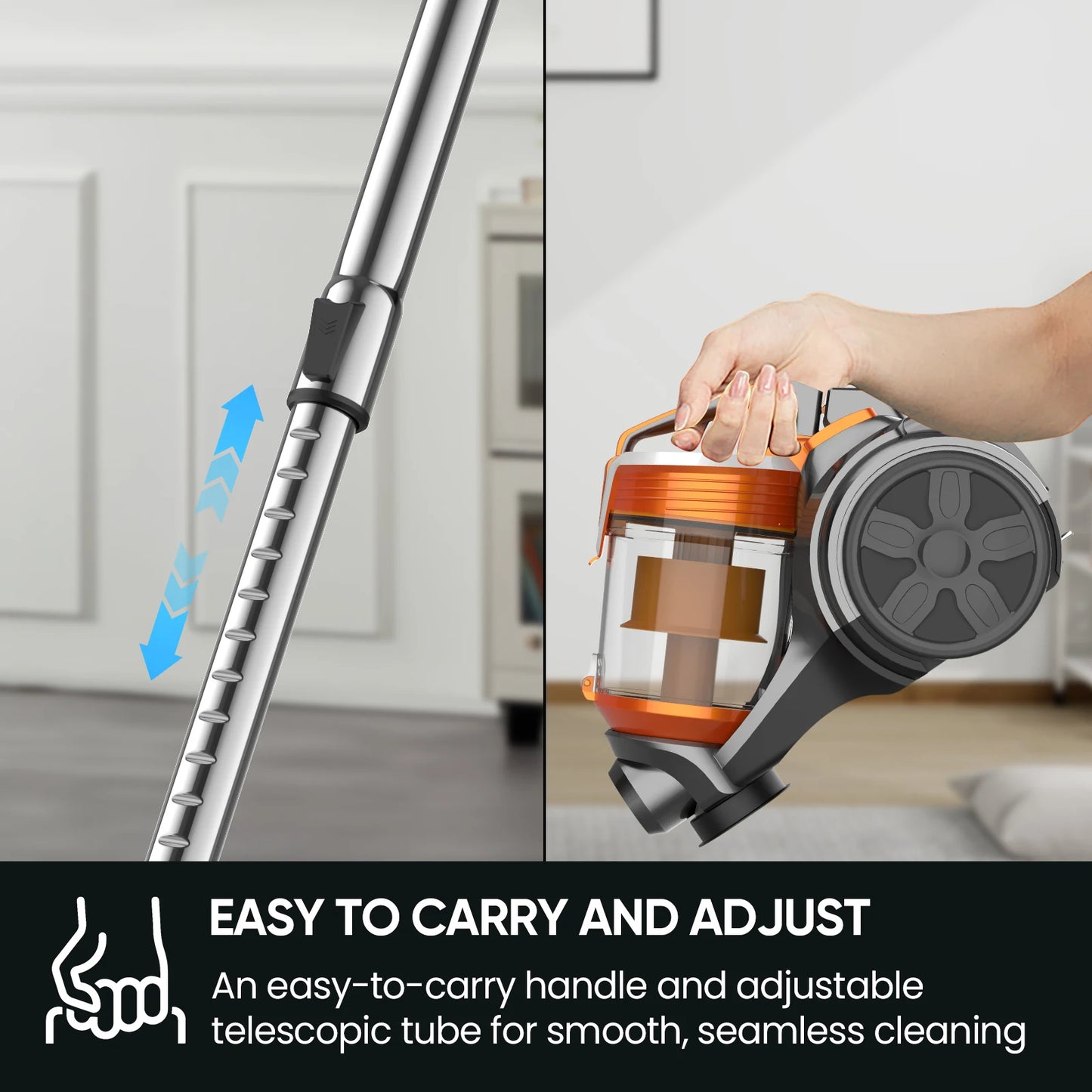 3600W Vacuum Cleaner Household Wired Vacuum Multi-Cyclonic Filtration Cordered Vacuum Hard Floors Carpets Pet Hair 15000PA