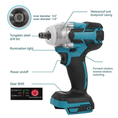 520N. m/1200N.M Cordless Electric Impact French Brushless Hand Electric Driver Electric Tool for Makita 18V Battery