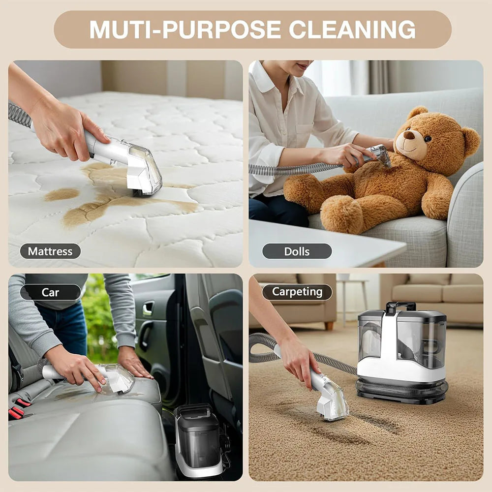 MAMNV C3 Portable Fabric Cleaner 13000Pa Suction 500W Brush Motor 1.5m Flexible Hose 1000ml Clean & 500ml Waste Tanks Lightweight & Quiet Multi-Purpose Upholstery Cleaner for Sofa/Carpet/ Mattress/Car
