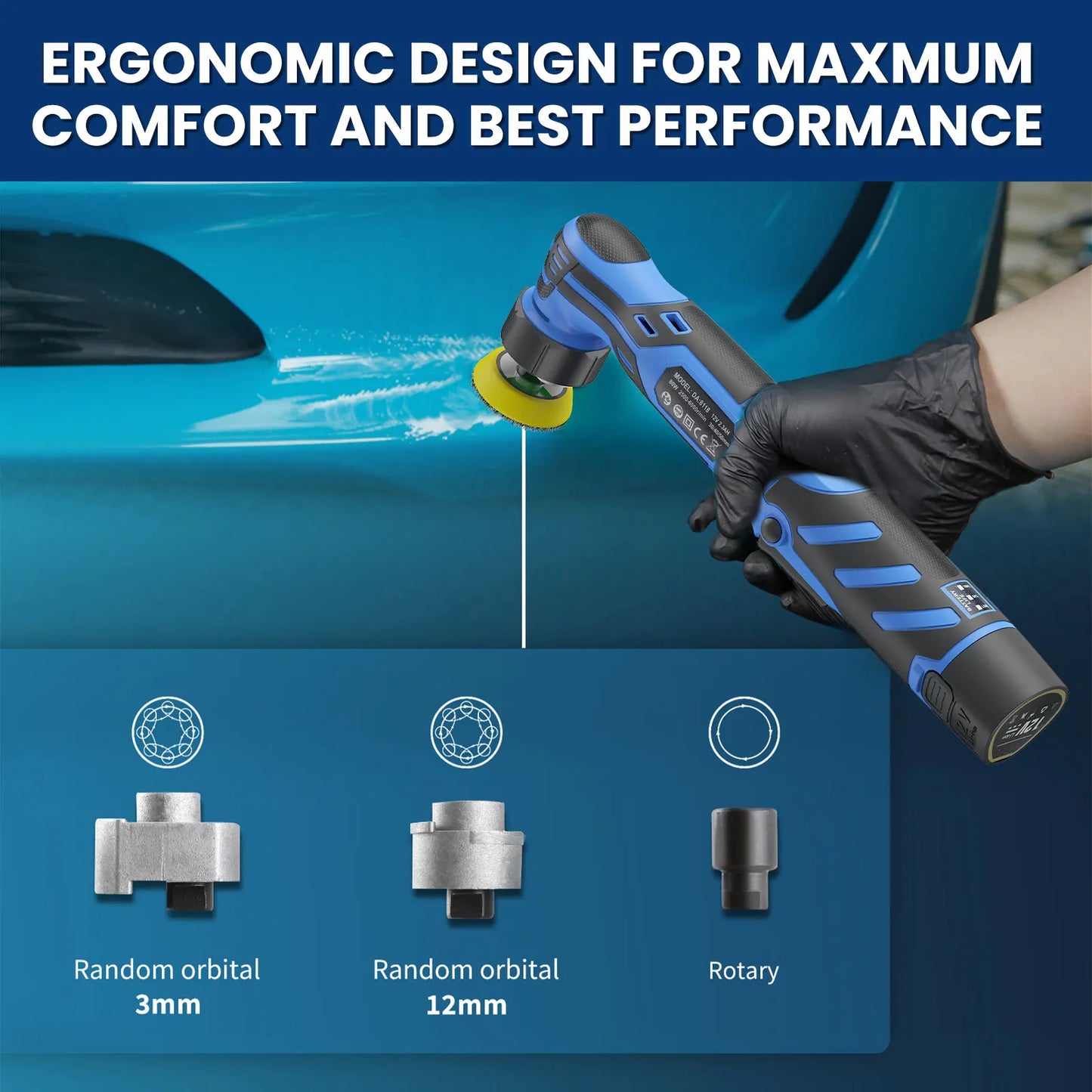 Cordless 12V Mini Car Polisher Machine Wireless Car Polishing Machine 1/2/3 Inch Pads Kit For Auto Waxing