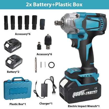 520N. m/1200N.M Cordless Electric Impact French Brushless Hand Electric Driver Electric Tool for Makita 18V Battery