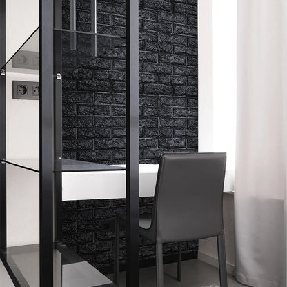 Black Brick Pattern Wallpaper Thick Waterproof and Moisture-Proof Living Room Bedroom Decorative Sticker Self-Adhesive
