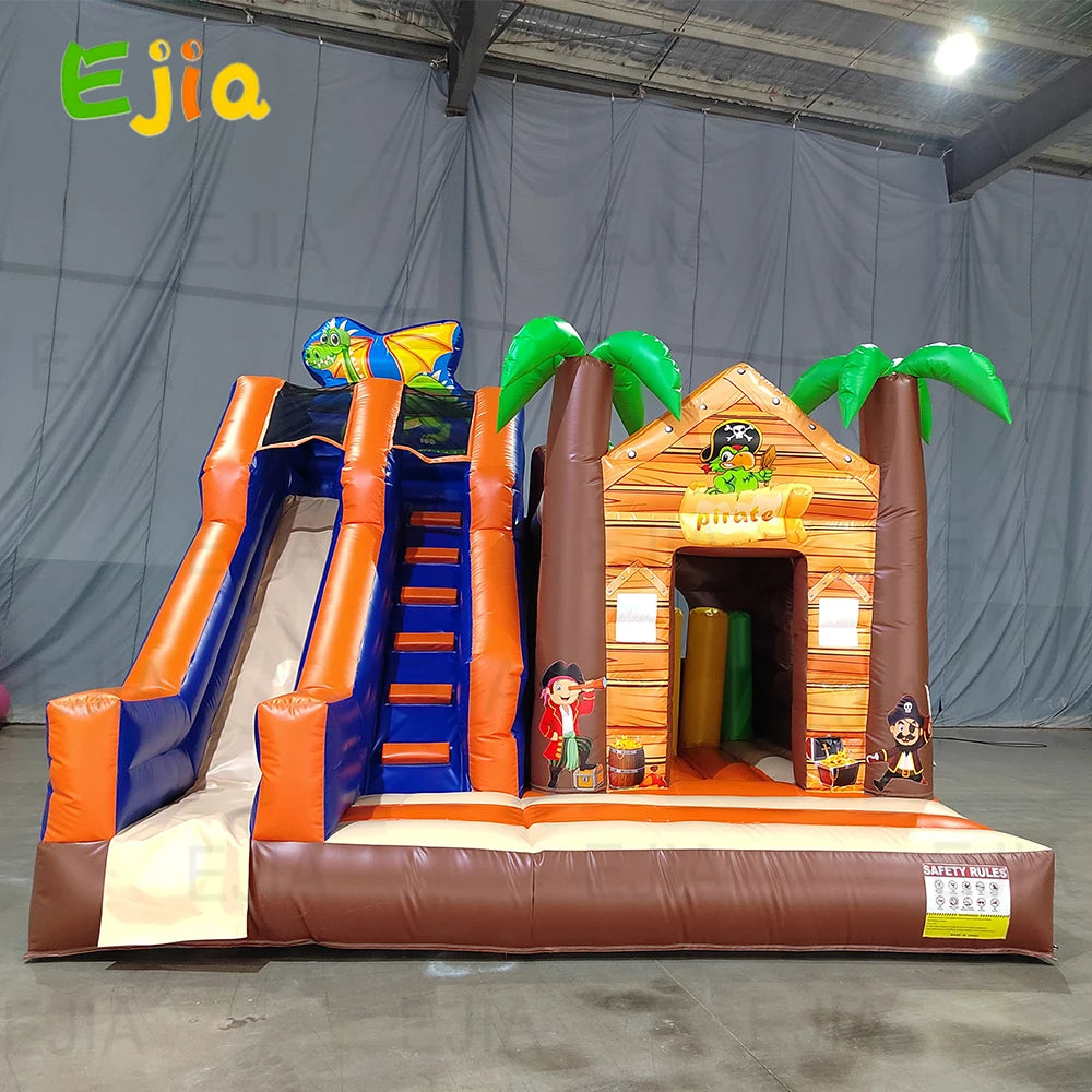 Commercial 17FT Large Inflatable  Pirate Jungle Bounce House With Slide Jumping Castle Bouncy House  For Kids  Outdoor Party
