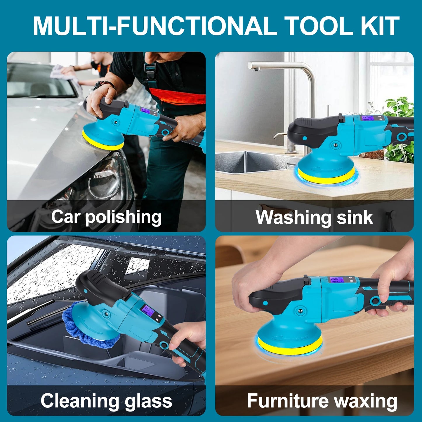 5Inch 8Gears Digital Display Cordless Electric Polisher Car Polishing Waxing Sanding Machine For Makita 21V Battery Pin