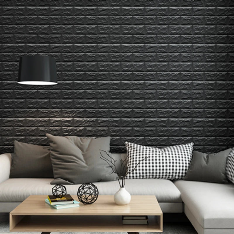 Black Brick Pattern Wallpaper Thick Waterproof and Moisture-Proof Living Room Bedroom Decorative Sticker Self-Adhesive