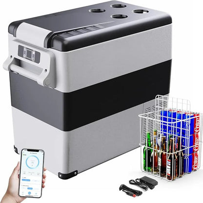 Car cooling box with compressor, 18/20/30.6/35/45/49.4L, with app, portable refrigerator 12V 24V 230V, camping refrigerator down to -20°C for cars and trucks
